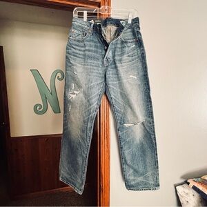 Levi's 501 selvedge Distressed Blue Jeans